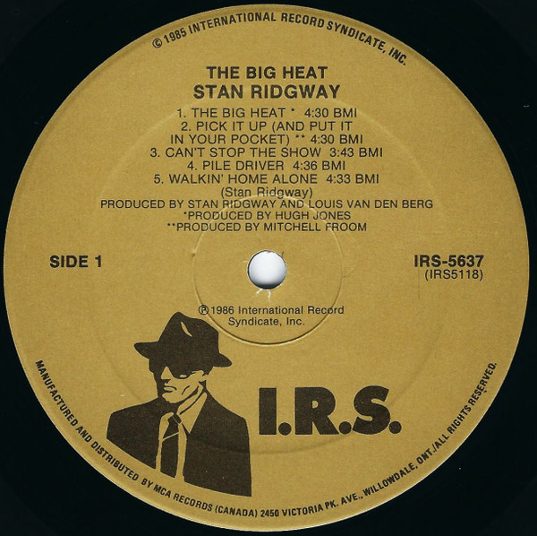 Stan Ridgway - The Big Heat [Vinyl] | I.R.S. Records (IRS-5637) - 3