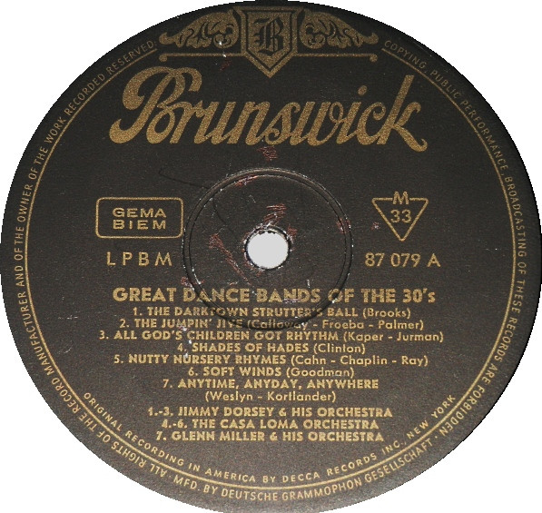 Various - Great Dance Bands Of The 30's | Brunswick (87 079) - 3 Various - Great Dance Bands Of The 30's | Brunswick (87 079) - 3