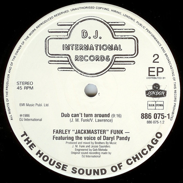 Farley "Jackmaster" Funk & Jesse Saunders - Love Can't Turn Around | D.J. International Records (886 075-1) - 3