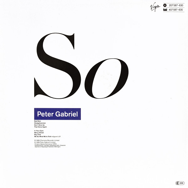 Peter Gabriel - So | Virgin (207 587) - 2