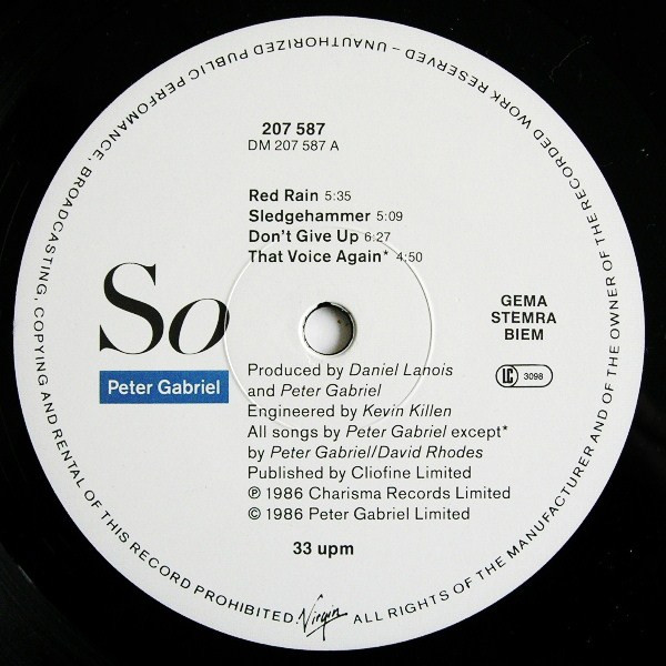 Peter Gabriel - So | Virgin (207 587) - 3