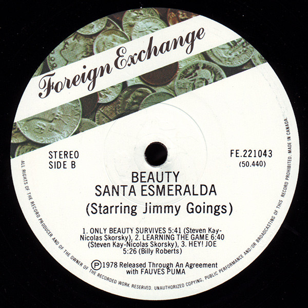 Santa Esmeralda Starring Jimmy Goings - Beauty | Foreign Exchange Records (FE 221043) - 3 Santa Esmeralda Starring Jimmy Goings - Beauty | Foreign Exchange Records (FE 221043) - 3