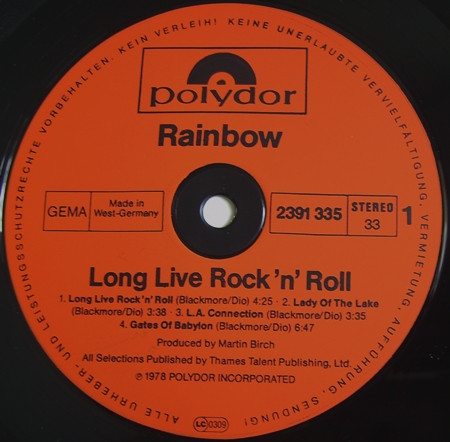 Rainbow - Long Live Rock 'N' Roll | Polydor (2391 335) - 4