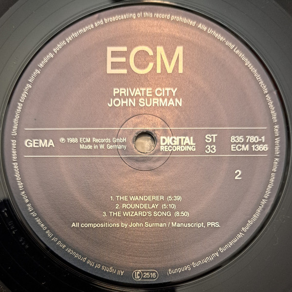 John Surman - Private City | ECM Records (ECM 1366) - 3 John Surman - Private City | ECM Records (ECM 1366) - 3