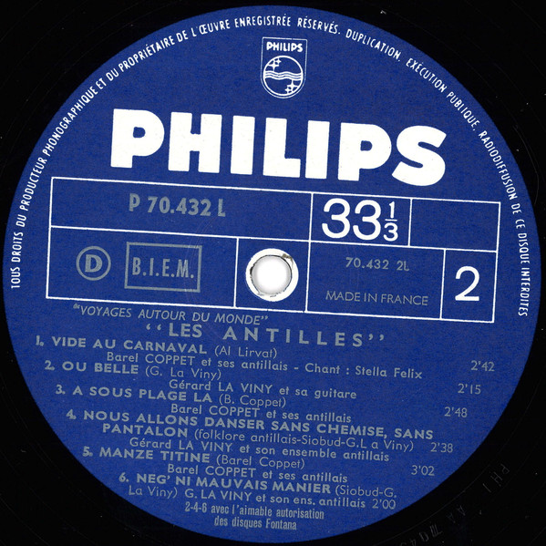 Various - Les Antilles | Philips (P 70.432 L) - 4 Various - Les Antilles | Philips (P 70.432 L) - 4
