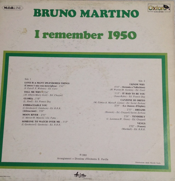 Bruno Martino - I Remember 1950 | Oxford (OX/3166) - 2