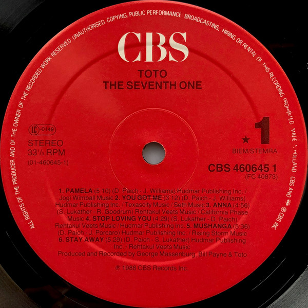Toto - The Seventh One | CBS (CBS 460645 1) - 3