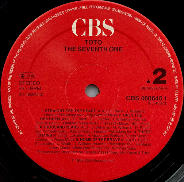 Toto - The Seventh One | CBS (CBS 460645 1) - 4