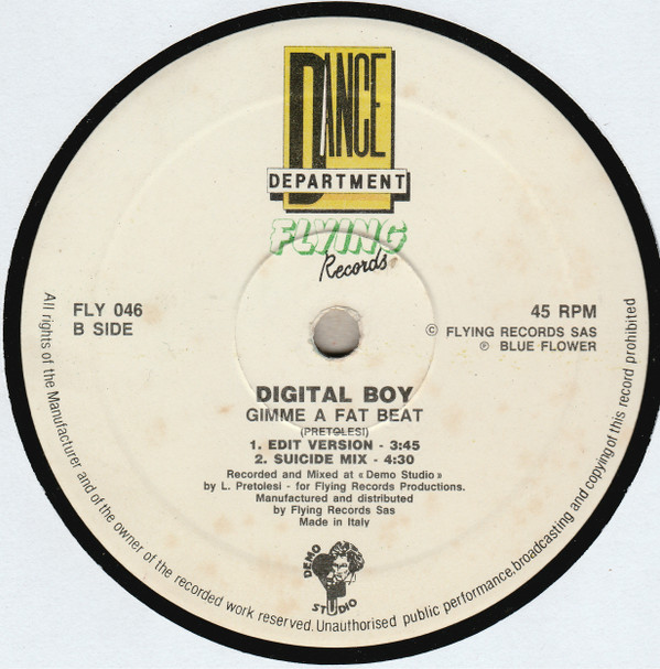 Digital Boy - Gimme A Fat Beat | Flying Records (FLY 046) - main