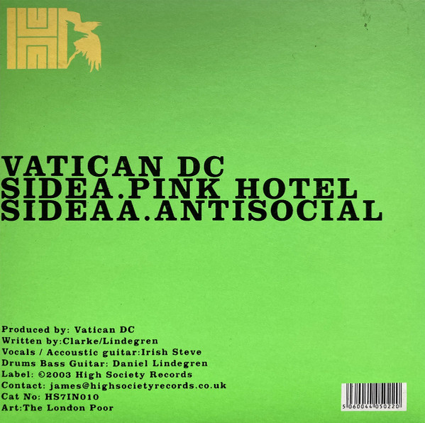 Vatican DC - Pink Hotel | High Society Records (HS7IN010) - 2