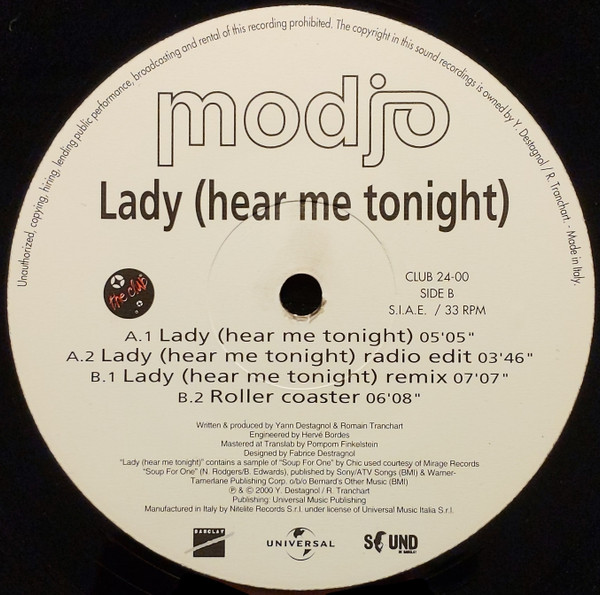 Modjo - Lady (Hear Me Tonight) | Nitelite The Club Records (CLUB 24-00) - 4 Modjo - Lady (Hear Me Tonight) | Nitelite The Club Records (CLUB 24-00) - 4