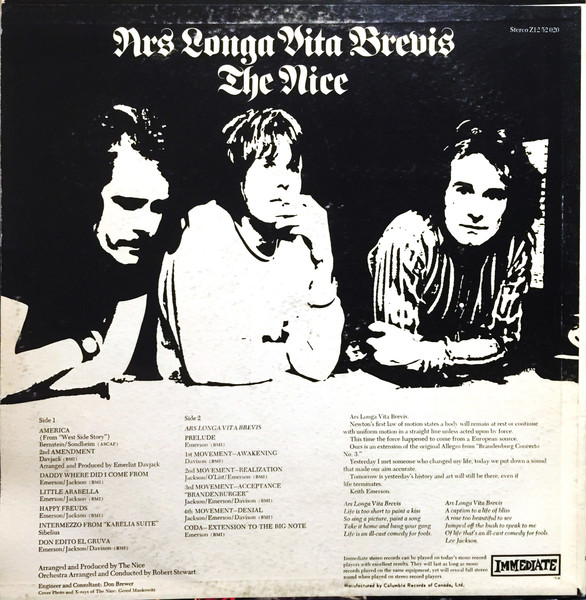 The Nice - Ars Longa Vita Brevis | Immediate (Z12 52020) - 2