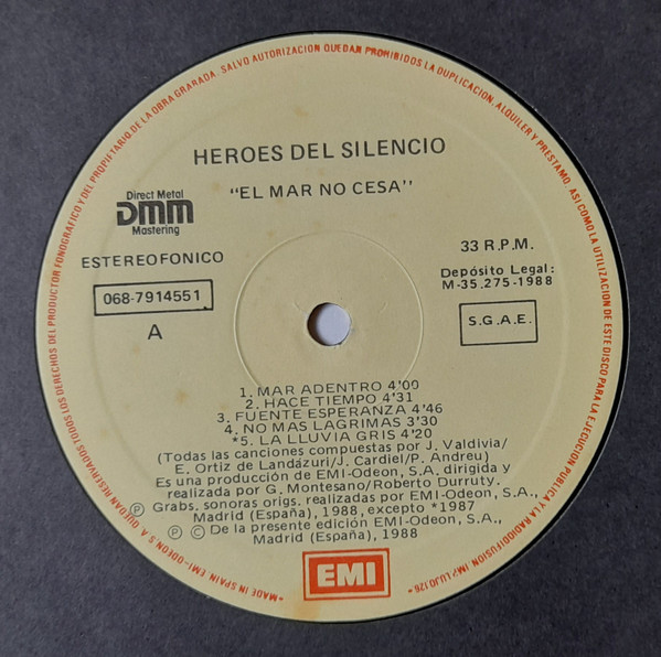 Héroes Del Silencio - El Mar No Cesa | EMI (068 791455 1) - 3