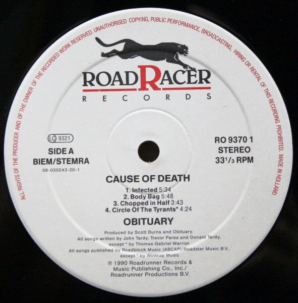 Obituary - Cause Of Death | Roadracer Records (RO 9370 1) - 3