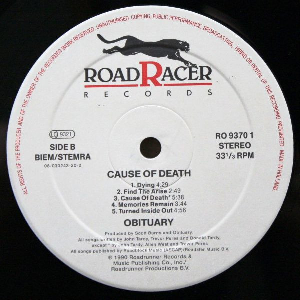Obituary - Cause Of Death | Roadracer Records (RO 9370 1) - 4