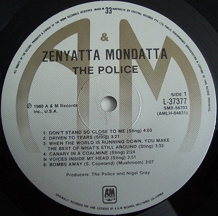 The Police - Zenyatta Mondatta | A&M Records (L 37377) - 3