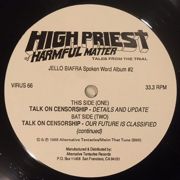 Jello Biafra - High Priest Of Harmful Matter - Tales From The Trial | Alternative Tentacles (VIRUS 66) - 3