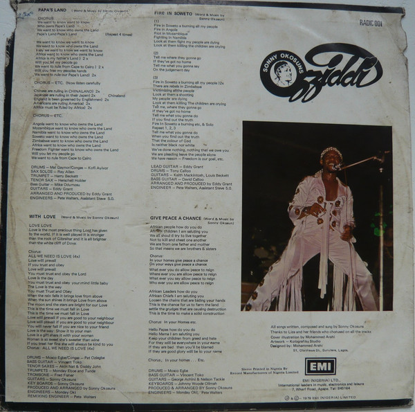 Sonny Okosun - Sonny Okosun In 1980 | Radic (RADIC 001) - 2