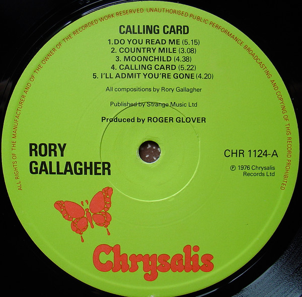 Rory Gallagher - Calling Card | Chrysalis (CHR 1124) - 3 Rory Gallagher - Calling Card | Chrysalis (CHR 1124) - 3