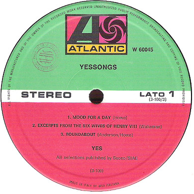 Yes - Yessongs | Atlantic (W 60045) - 4 Yes - Yessongs | Atlantic (W 60045) - 4
