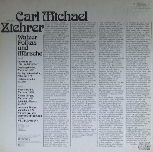 Carl Michael Ziehrer - Wiener Johann Strauss Orchestra , Willi Boskovsky - Walzer, Polkas Und Märsche | Die Stimme Seines Herrn (1C 037-03 460)