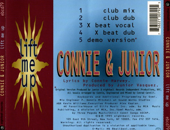 Connie Harvey & Junior Vasquez - Lift Me Up | Eightball Records (EBCD 79) - 2