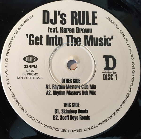DJ's Rule Feat. Karen Brown - Get Into The Music | Distinct'ive Records (DP 27) - 2 DJ's Rule Feat. Karen Brown - Get Into The Music | Distinct'ive Records (DP 27) - 2