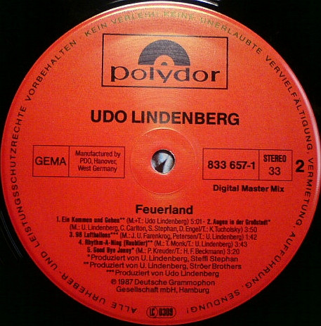 Udo Lindenberg Und Das Panikorchester - Feuerland | Polydor (833657-1) - 4