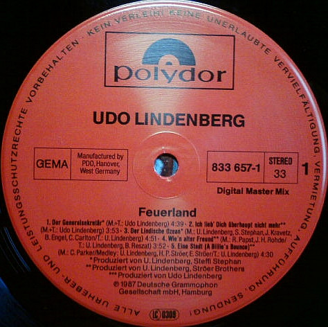 Udo Lindenberg Und Das Panikorchester - Feuerland | Polydor (833657-1) - 3