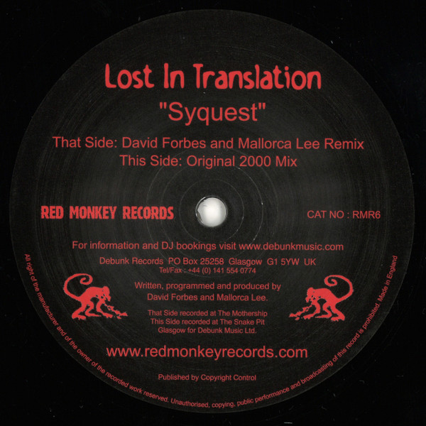 Lost In Translation - Syquest | Red Monkey Records (RMR6) - main