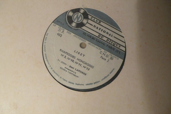 Jean Laforge - Rhapsodies Hongroises - Liszt | Club National Du Disque (CND 30)