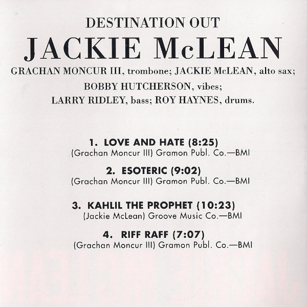 Jackie McLean - Destination Out | Blue Note (CDP 7243 8 32087 2 2) - 2