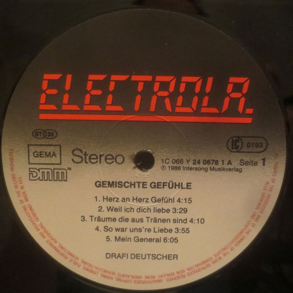 Drafi Deutscher - Gemischte Gefühle | Electrola (1C 066 Y 24 0678 1) - 3