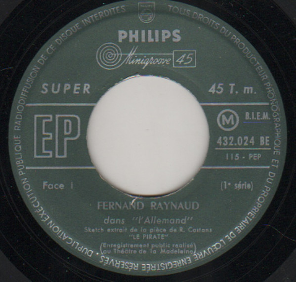 Fernand Raynaud - 1 - L'Allemand | Philips (432.024 BE) - 3