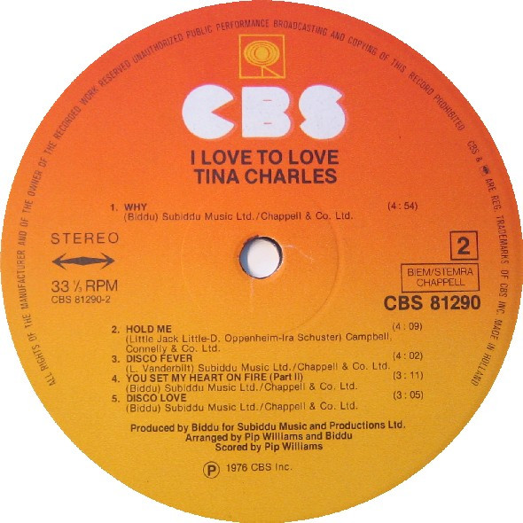 Tina Charles - I Love To Love | CBS (CBS 81290) - 4