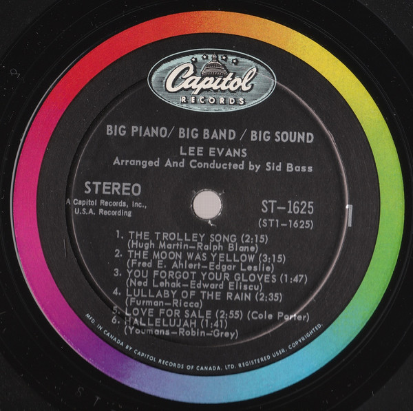 Lee Evans - Big Piano/Big Band/Big Sound | Capitol Records (ST 1625) - 3