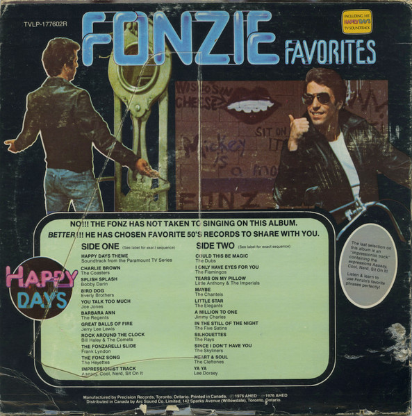 Various - Happy Days - Fonzie Favorites | Juke Box International (TVLP-177602R) - 2