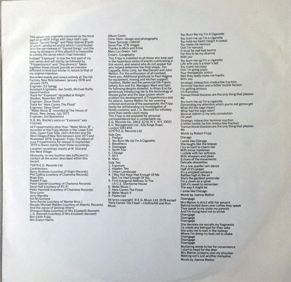 Robert Fripp - Exposure | EG (2310 661)