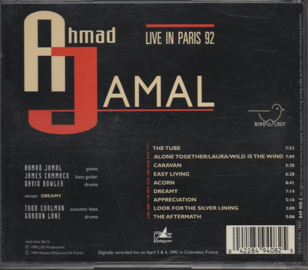 Ahmad Jamal - Live In Paris 1992 | Birdology (849 408-2) - 2