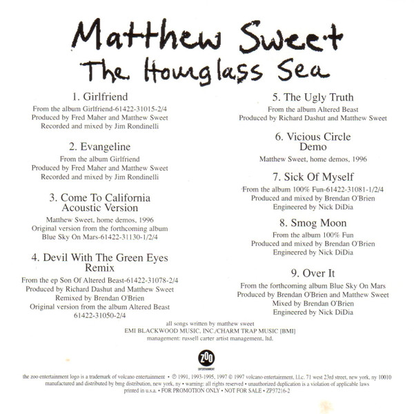Matthew Sweet - The Hourglass Sea | Zoo Entertainment (ZP37216-2) - 4
