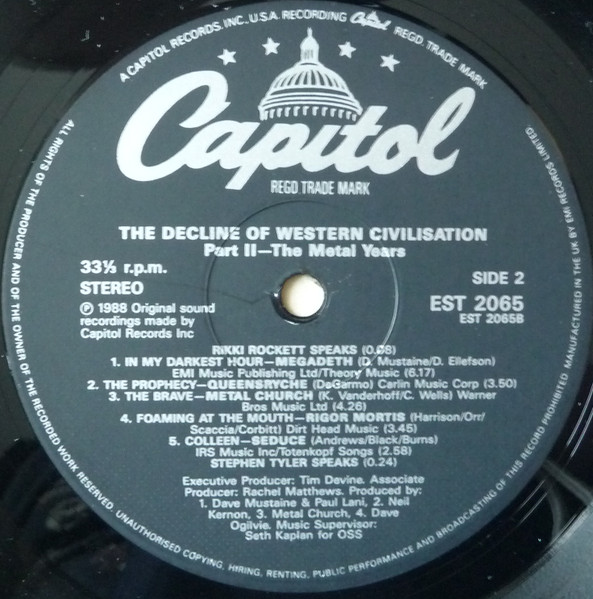 Various - The Decline Of Western Civilization Part II: The Metal Years (Original Motion Picture Soundtrack) | Capitol Records (EST 2065) - 4