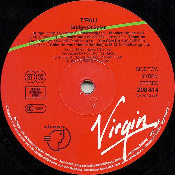 T'Pau - Bridge Of Spies | Virgin (208 414) - 4