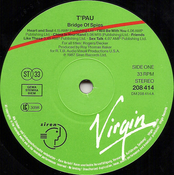 T'Pau - Bridge Of Spies | Virgin (208 414) - 3