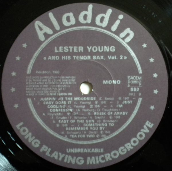 Lester Young - And His Tenor Sax. Vol.2 | Aladdin Records (802) - 4 Lester Young - And His Tenor Sax. Vol.2 | Aladdin Records (802) - 4