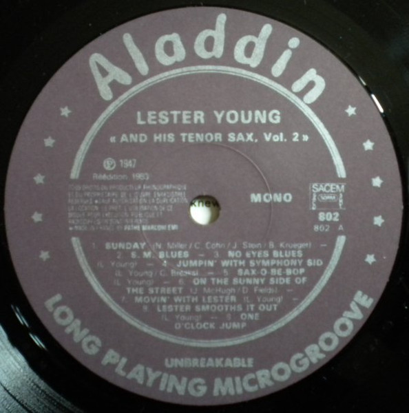 Lester Young - And His Tenor Sax. Vol.2 | Aladdin Records (802) - 3 Lester Young - And His Tenor Sax. Vol.2 | Aladdin Records (802) - 3
