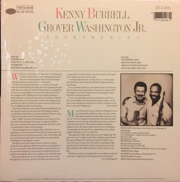 Kenny Burrell , Grover Washington, Jr. - Togethering | Blue Note (BT 85106) - 2 Kenny Burrell , Grover Washington, Jr. - Togethering | Blue Note (BT 85106) - 2