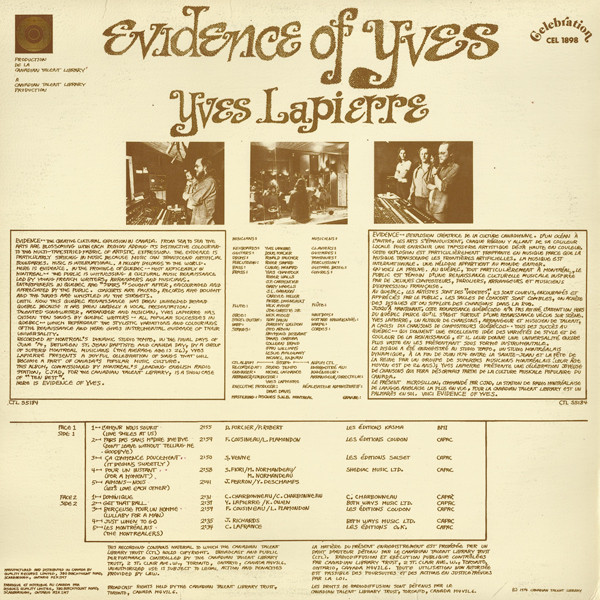 Yves Lapierre - Evidence Of Yves | Celebration (CEL 1898) - 2 Yves Lapierre - Evidence Of Yves | Celebration (CEL 1898) - 2