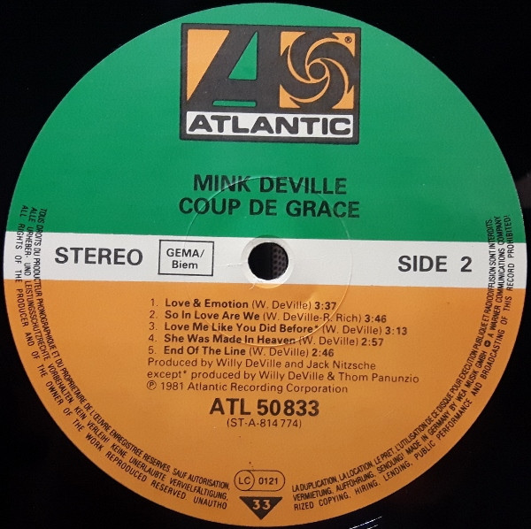 Mink DeVille - Coup De Grâce | Atlantic (ATL K 50 833) - 4 Mink DeVille - Coup De Grâce | Atlantic (ATL K 50 833) - 4