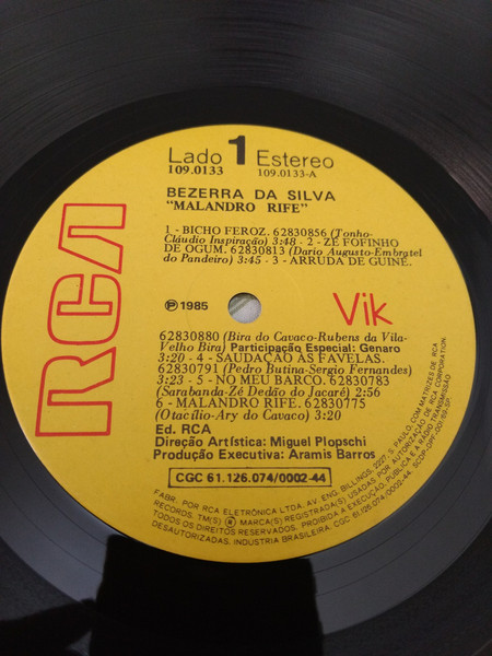 Bezerra Da Silva - Malandro Rife | RCA Vik (109.0133) - 3
