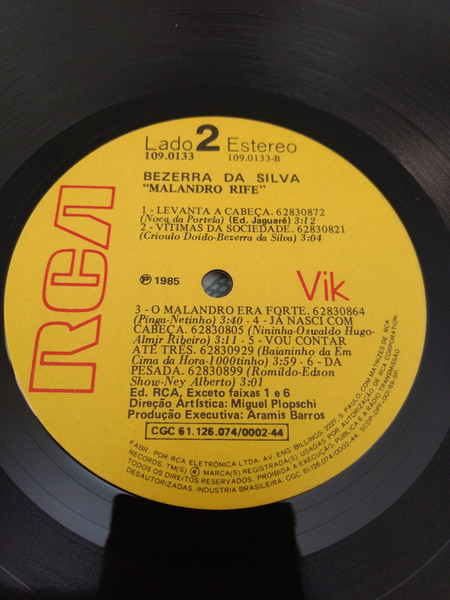 Bezerra Da Silva - Malandro Rife | RCA Vik (109.0133) - 4